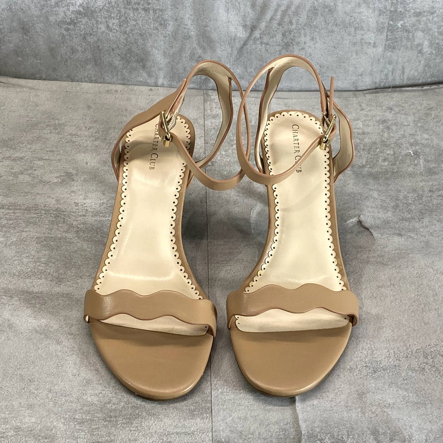 CHARTER CLUB Women's Nude Tinaa Round-Toe Ankle-Strap Dress Sandals SZ 9