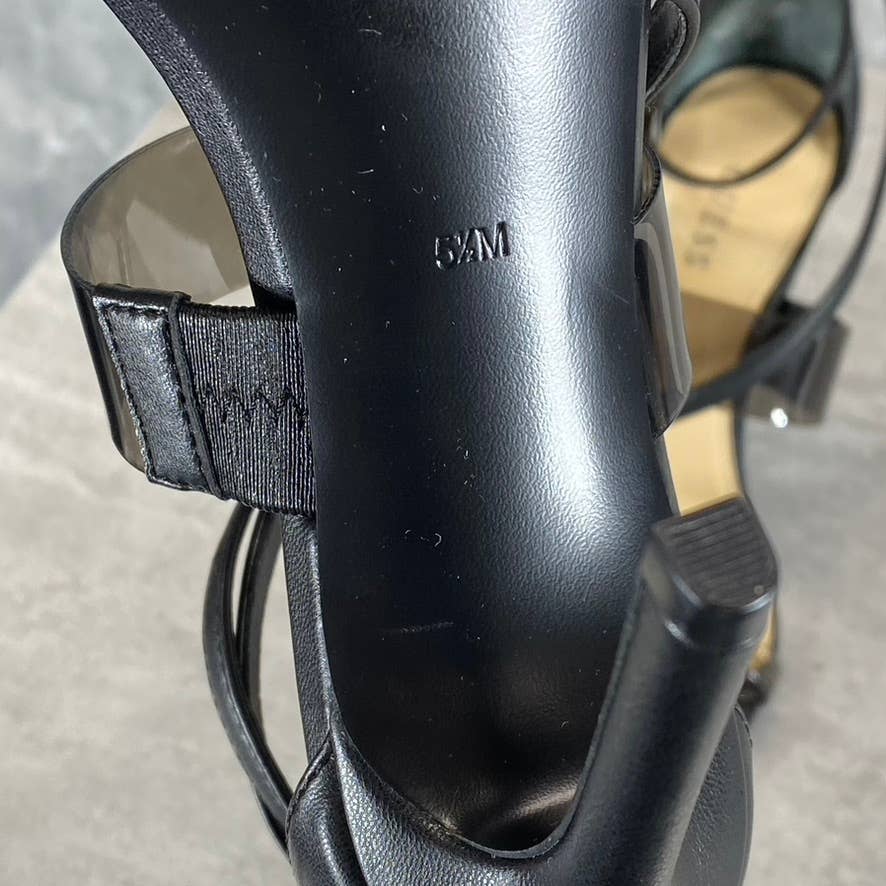 GUESS Women's Black Felicia Transparent Ankle-Strap Round-Toe Stiletto Sandals