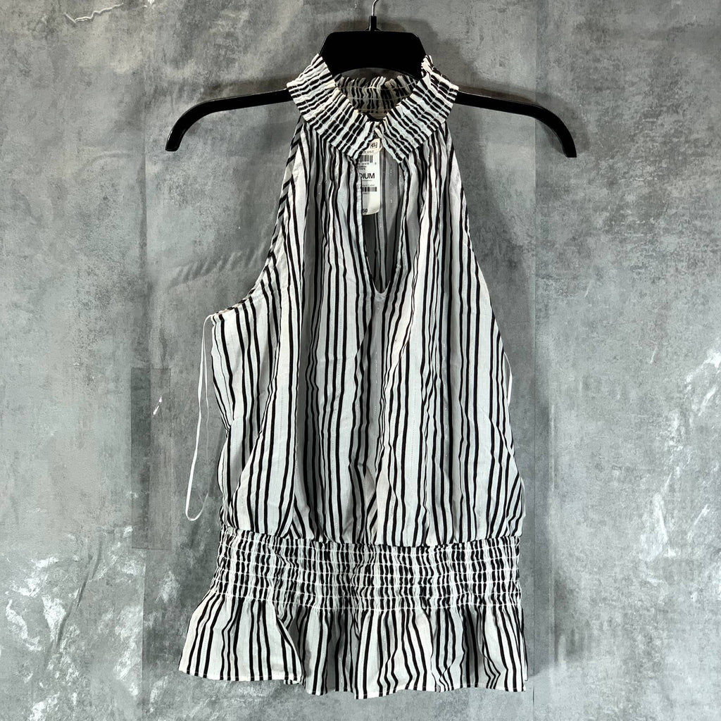 INC INTERNATIONAL CONCEPTS Women's Black-White Striped Sleeveless Halter Top SZM