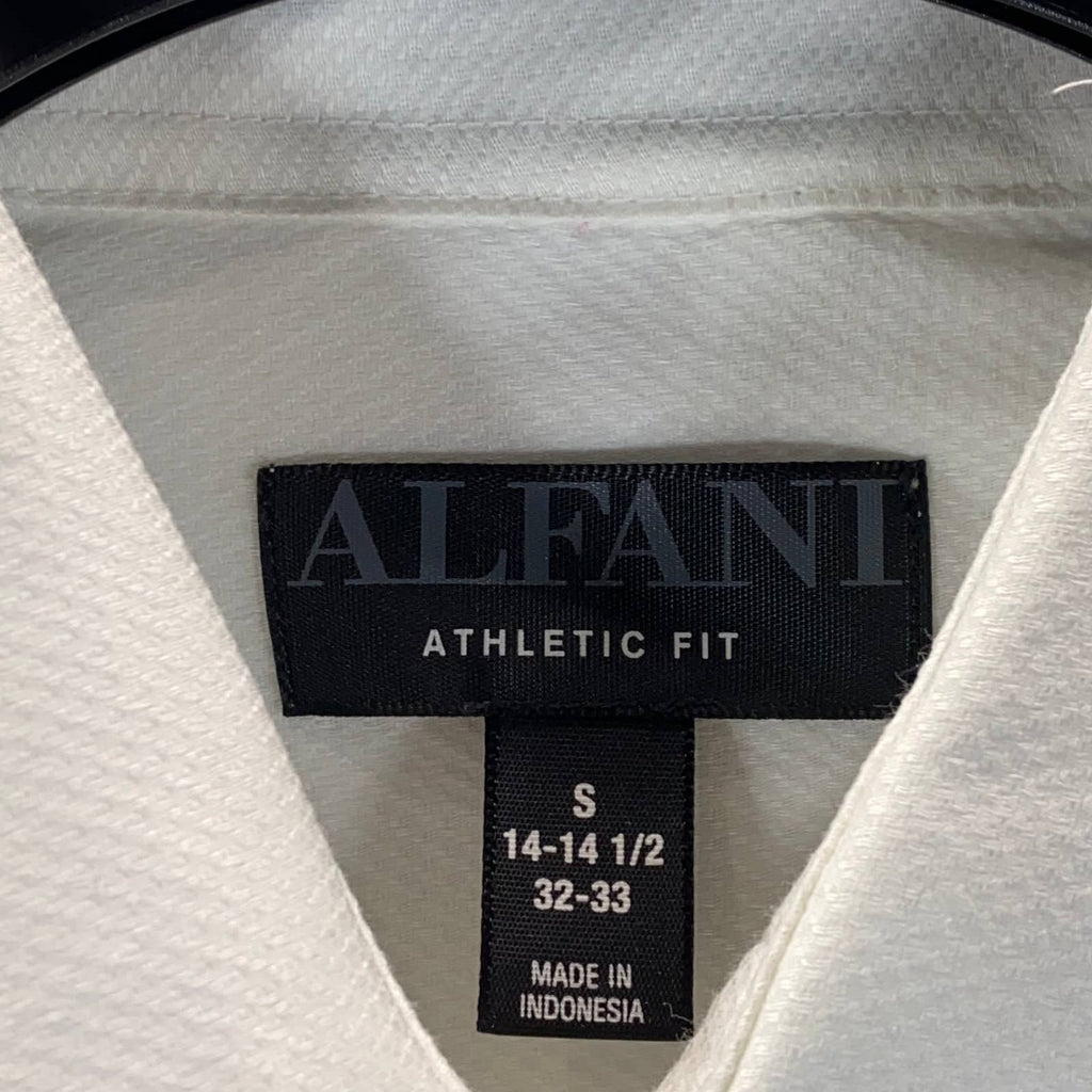 ALFANI Men's White Athletic-Fit Performance Stretch Twill Textured Shirt SZ S