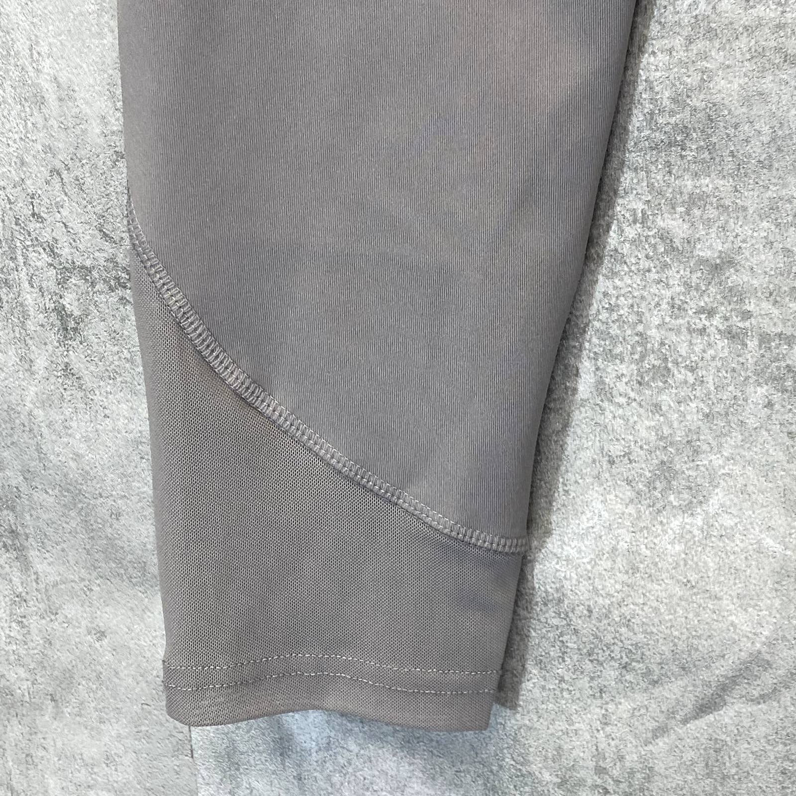 NICOLE MILLER Women's Grey High-Rise Contrast Stripe Mesh Leg Pull-On Crop Leggings SZ L