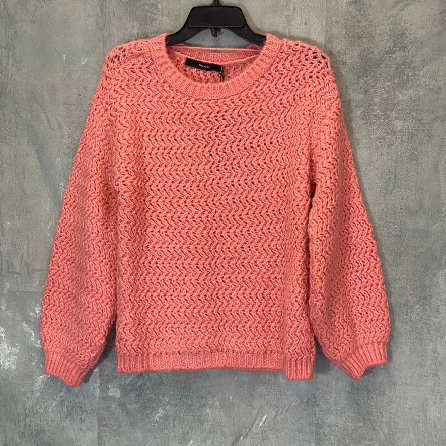 VERO MODA Women's Geranium Pink Freja Balloon Long Sleeve Crewneck Sweater SZ XS