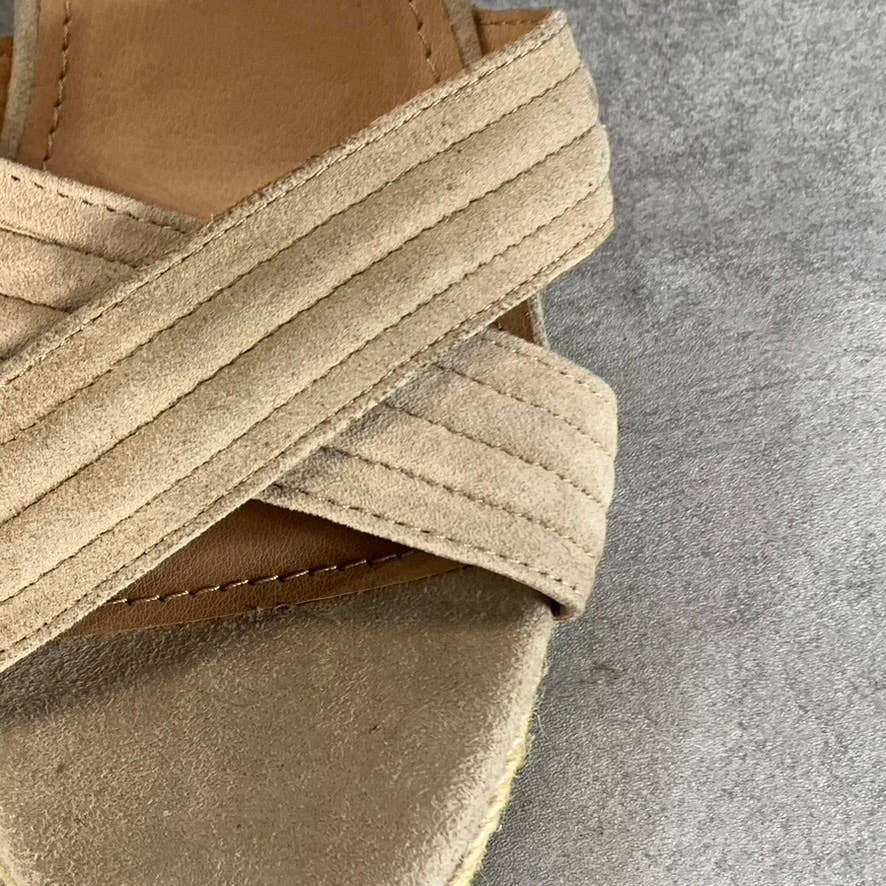 CREVO Women's Beige Suede Valentina Ankle-Strap Wedge Sandals SZ 8.5