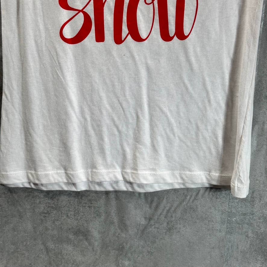 COZY ROZY Women's White/Red Let It Snow 2-Piece Short Holiday Pajamas SZ M