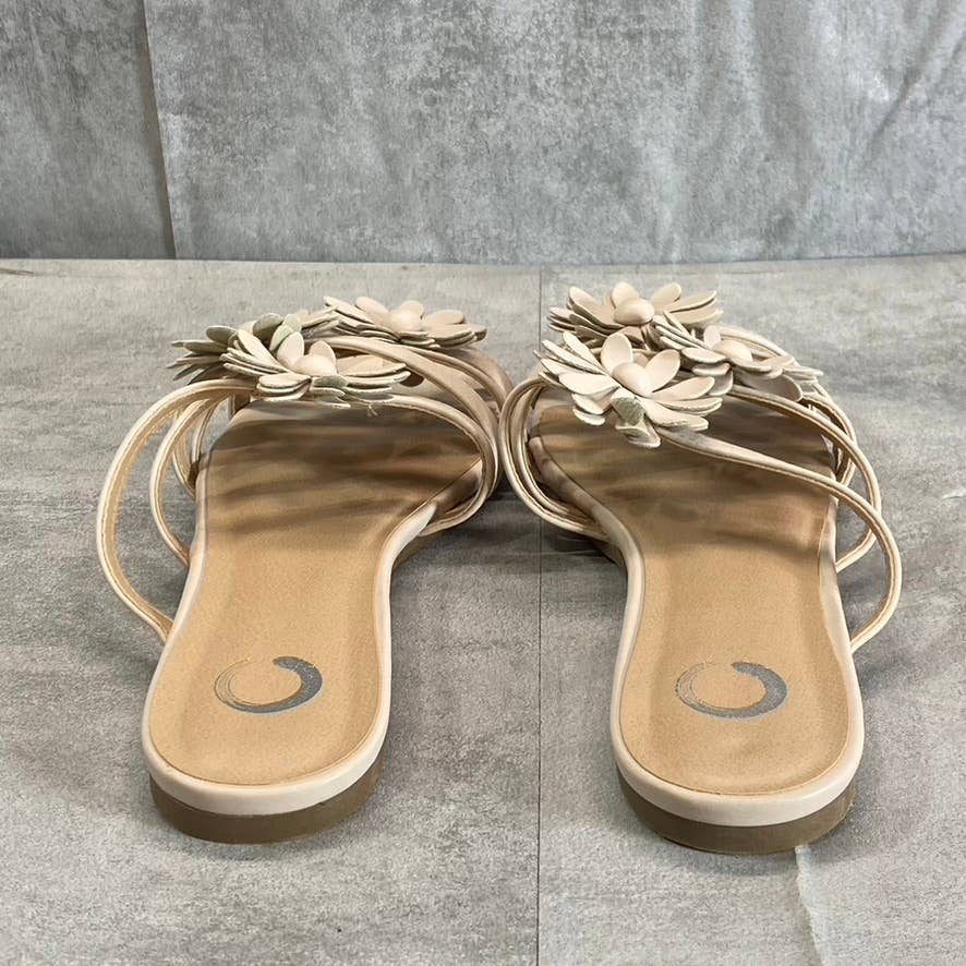 JOURNEE COLLECTION Women's Nude Dolliah 3D Flower-Detail Slide Sandals SZ 9