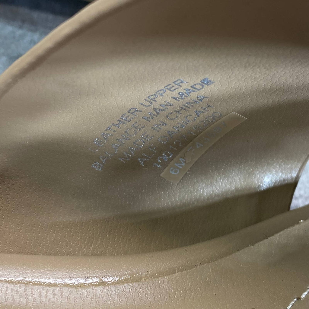 ALFANI Step 'N Flex Women's Nude Leather Danicah Studded Slide Flat Sandals SZ 6