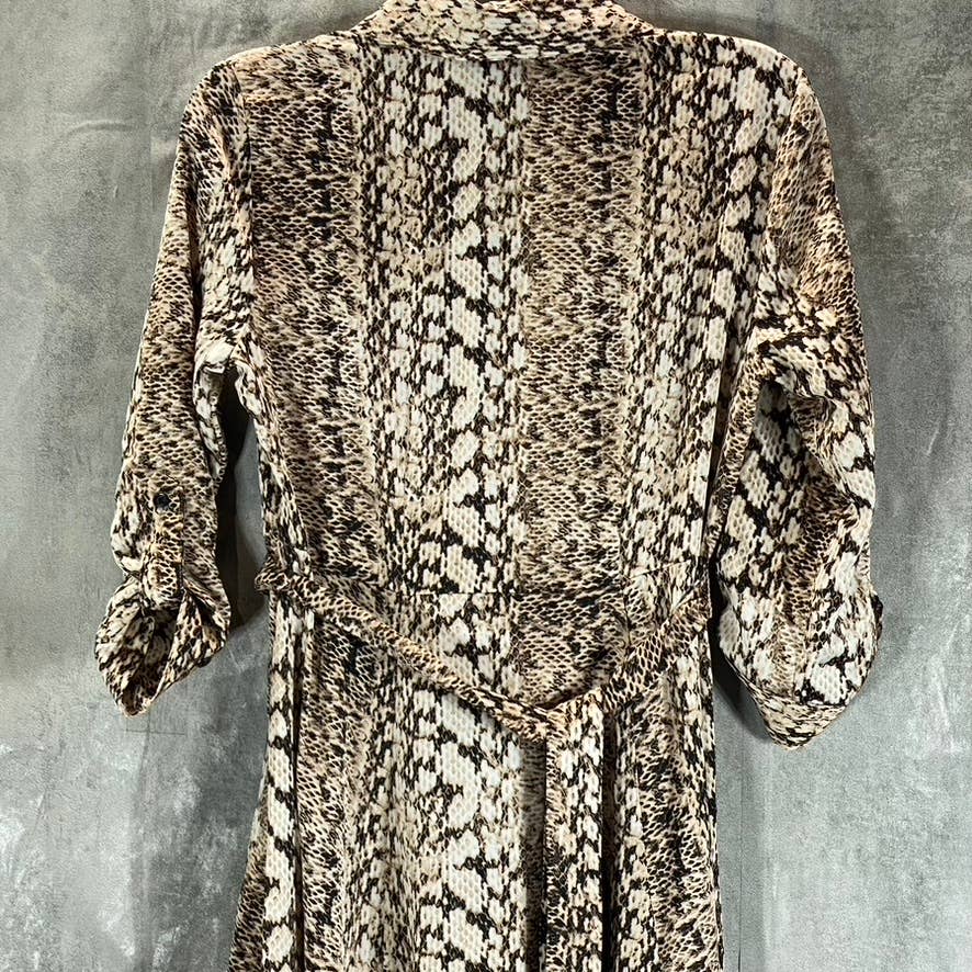 INC INTERNATIONAL Women's Cynthia Snake Print 3/4 Roll-Tab Maxi Shirtdress SZ 00