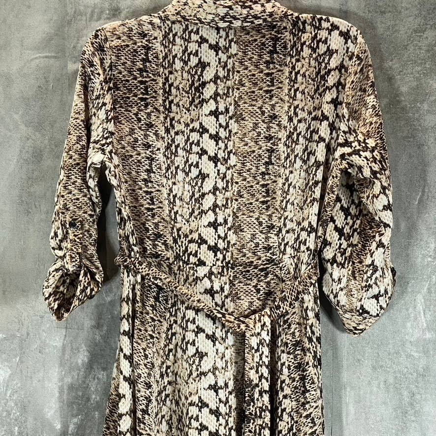 INC INTERNATIONAL Women's Cynthia Snake Print 3/4 Roll-Tab Maxi Shirtdress SZ 00
