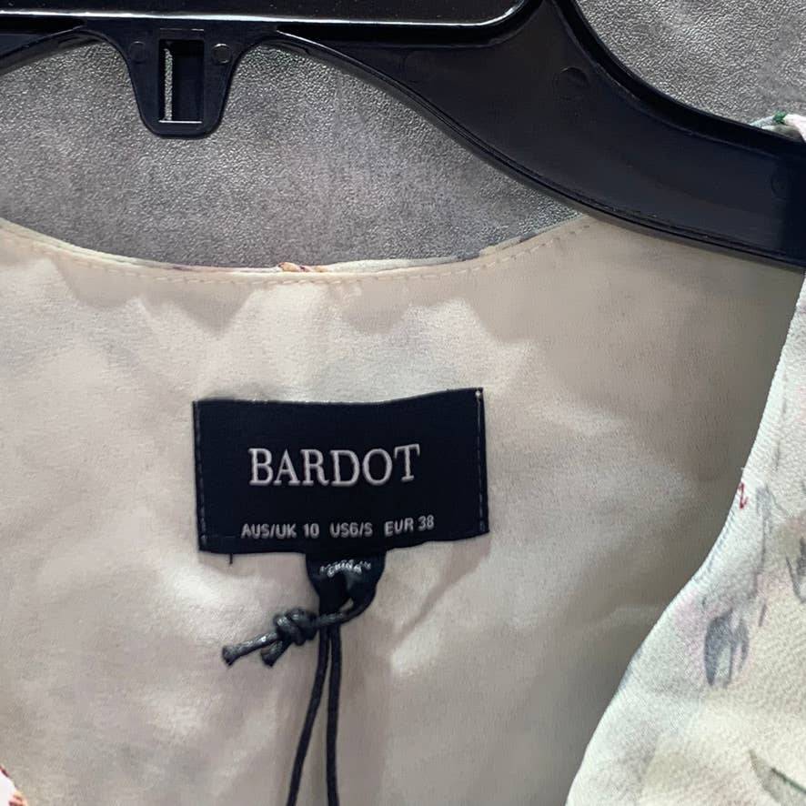 BARDOT Ivory Floral Ruffled V-Neck Long Sleeve Top SZ 6/S