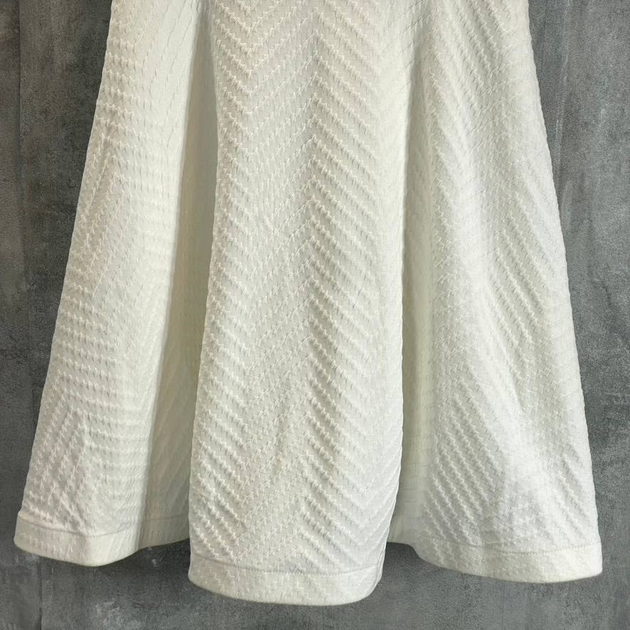 CITY STUDIO Juniors' Ivory V-Neck Lace-Up-Back Textured Fit & Flare Mini Dress