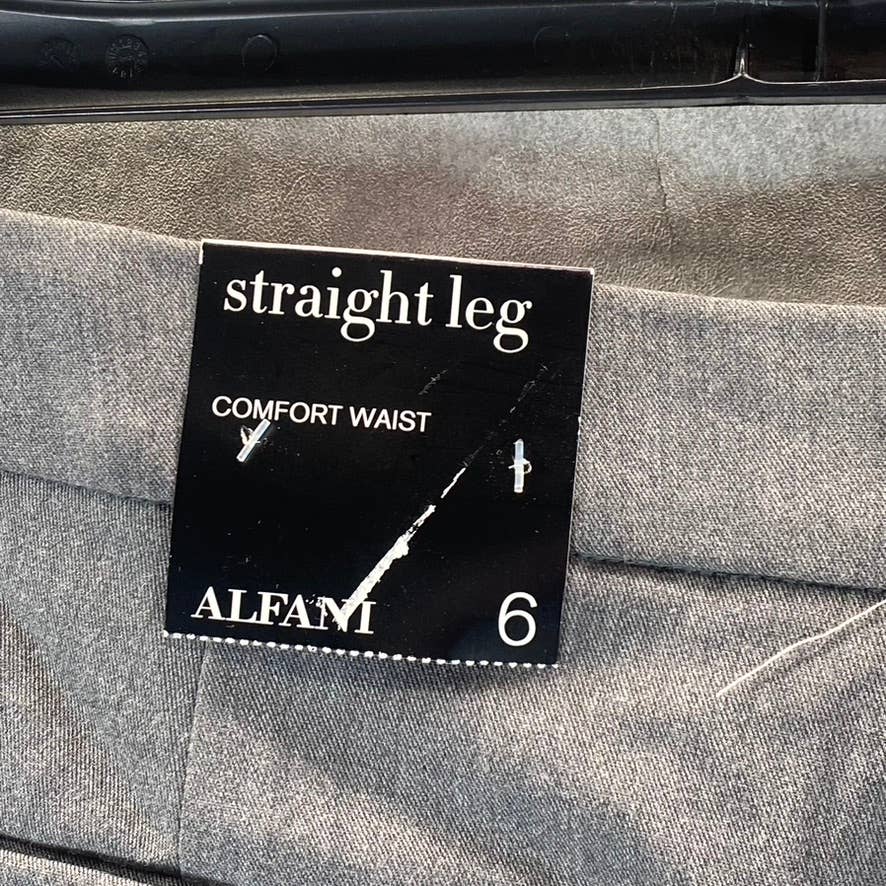 ALFANI Women's Pepper Grey Mid-Rise Modern Straight-Leg Pants SZ 6