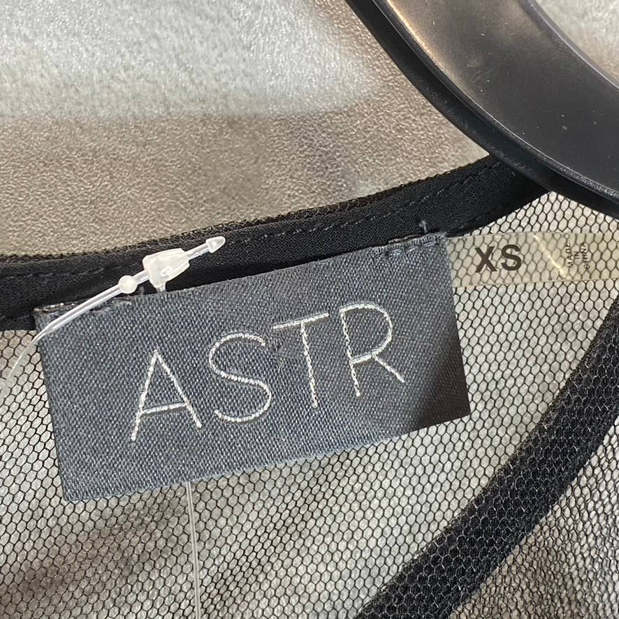 ASTR Women's Black Mesh Lace Lined Short-Sleeve Bodycon Mini Dress SZ XS