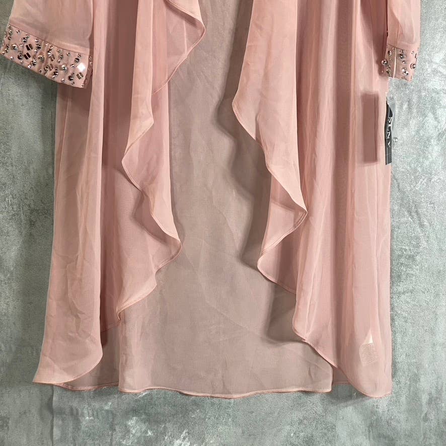 SLNY Women's Faded Rose Bead Embellished Cuff 3/4 Sleeve Drape Jacket SZ10