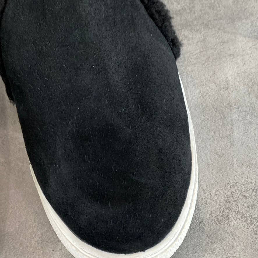 CASLON Women's Black Solid Leather Nage Cozy Faux-Fur Slip-On Mule Shoes SZ 9.5