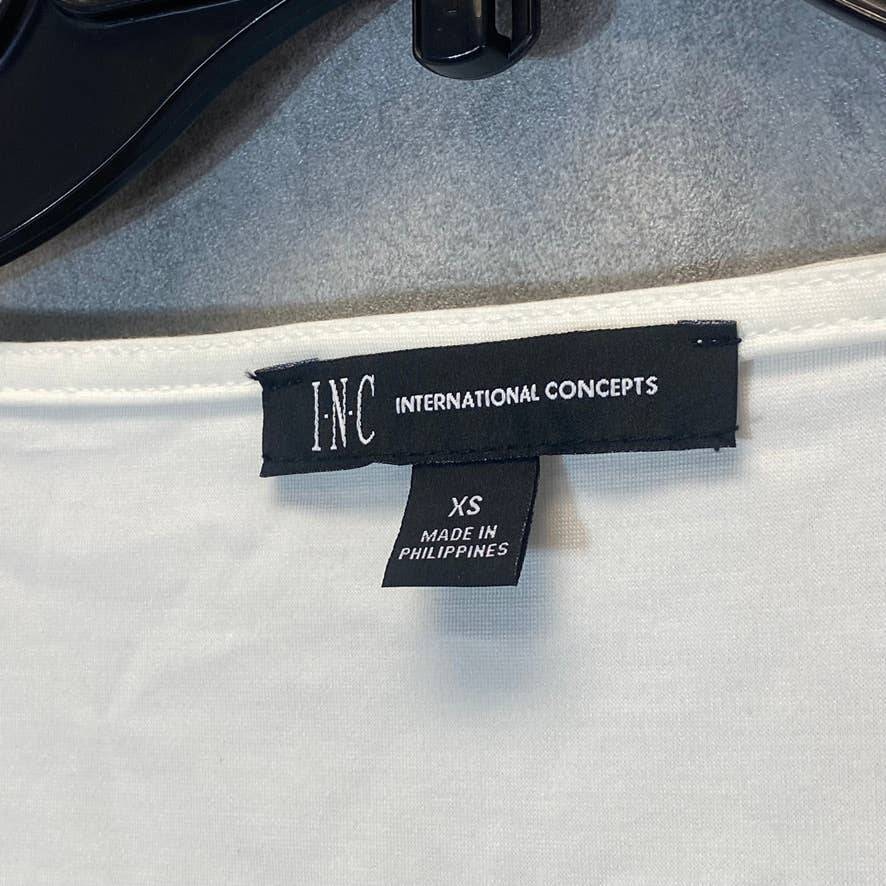 INC INTERNATIONAL CONCEPTS Women's Washed White Square-Neck Ruffled Top SZ XS