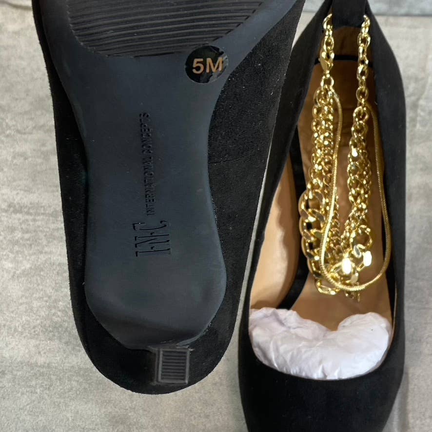 INC INTERNATIONAL CONCEPTS Women's Black Sadelle Pointed-Toe Chain-Detail Pumps