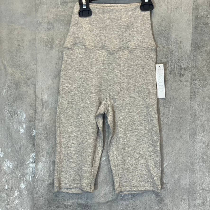 ABOUND Women's Grey Light Heather Ribbed High-Waist Longline Pull-On Bike Shorts SZ XS