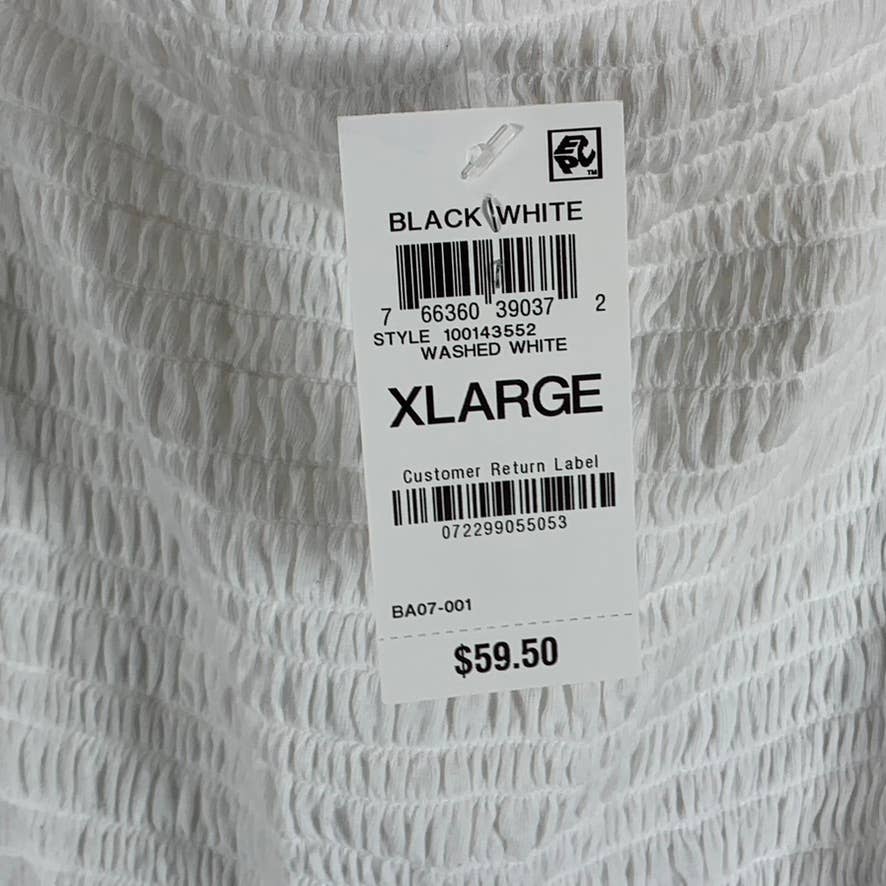 INC INTERNATIONAL CONCEPTS Women's Washed White Smocked Puff-Sleeve Top SZ XL
