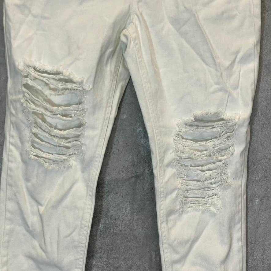 AFRM Women's White Luisa Distressed High-Rise Ankle Crop Skinny Denim Jeans SZ26