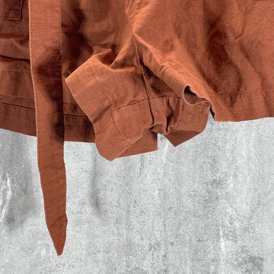 AND NOW THIS Women's Mocha Belted Paperbag Waist Pull-On Shorts SZ M