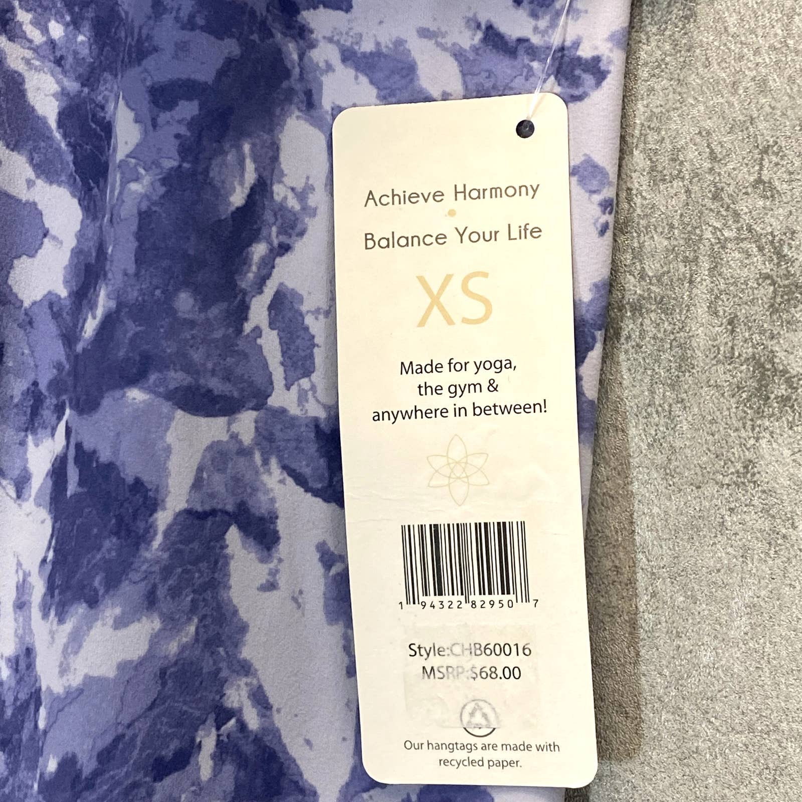 HARMONY BALANCE Women's Purple Marble Print Split Waist Pull-On Skinny Active Leggings SZ XS