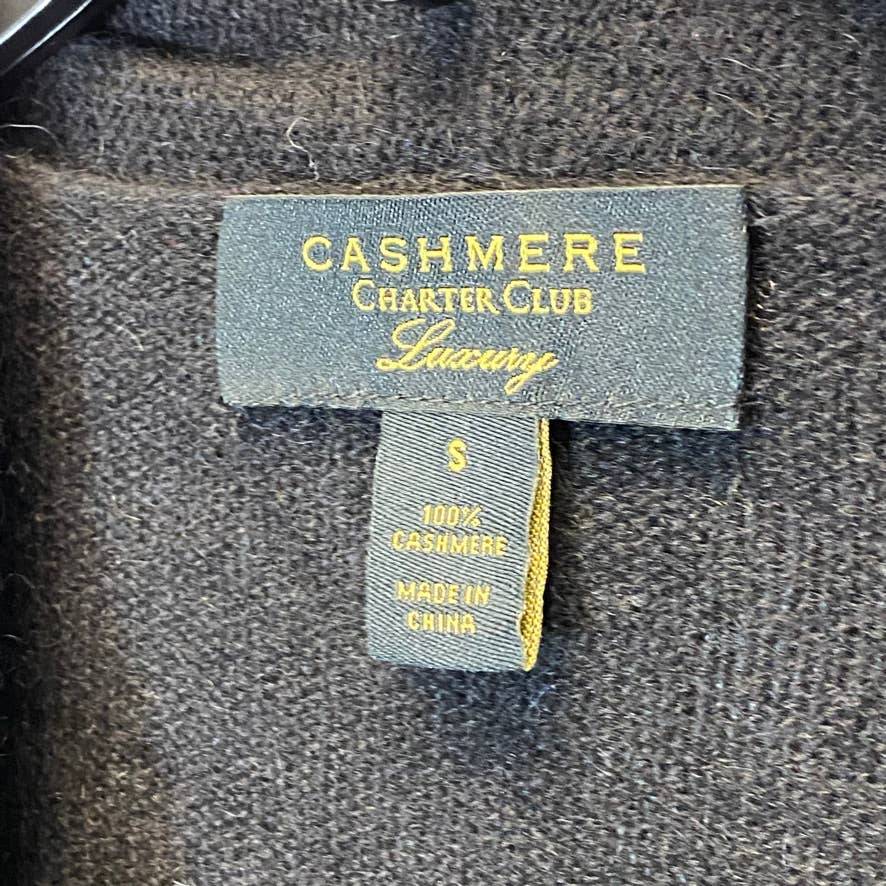 CHARTER CLUB Women's Black Open-Front Relaxed-Fit Cashmere Cardigan SZ S