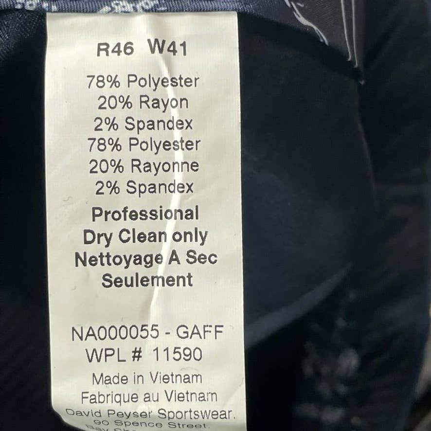 NAUTICA Men's Navy Plaid Modern-Fit Bi-Stretch Suit Pants SZ 41X32