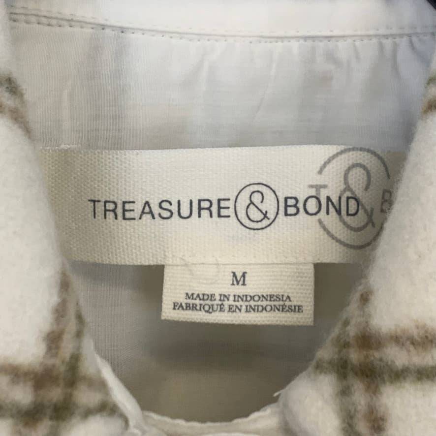 TREASURE & BOND Ivory Carsonpane Plaid Puff Sleeve Shirt Jacket SZ M