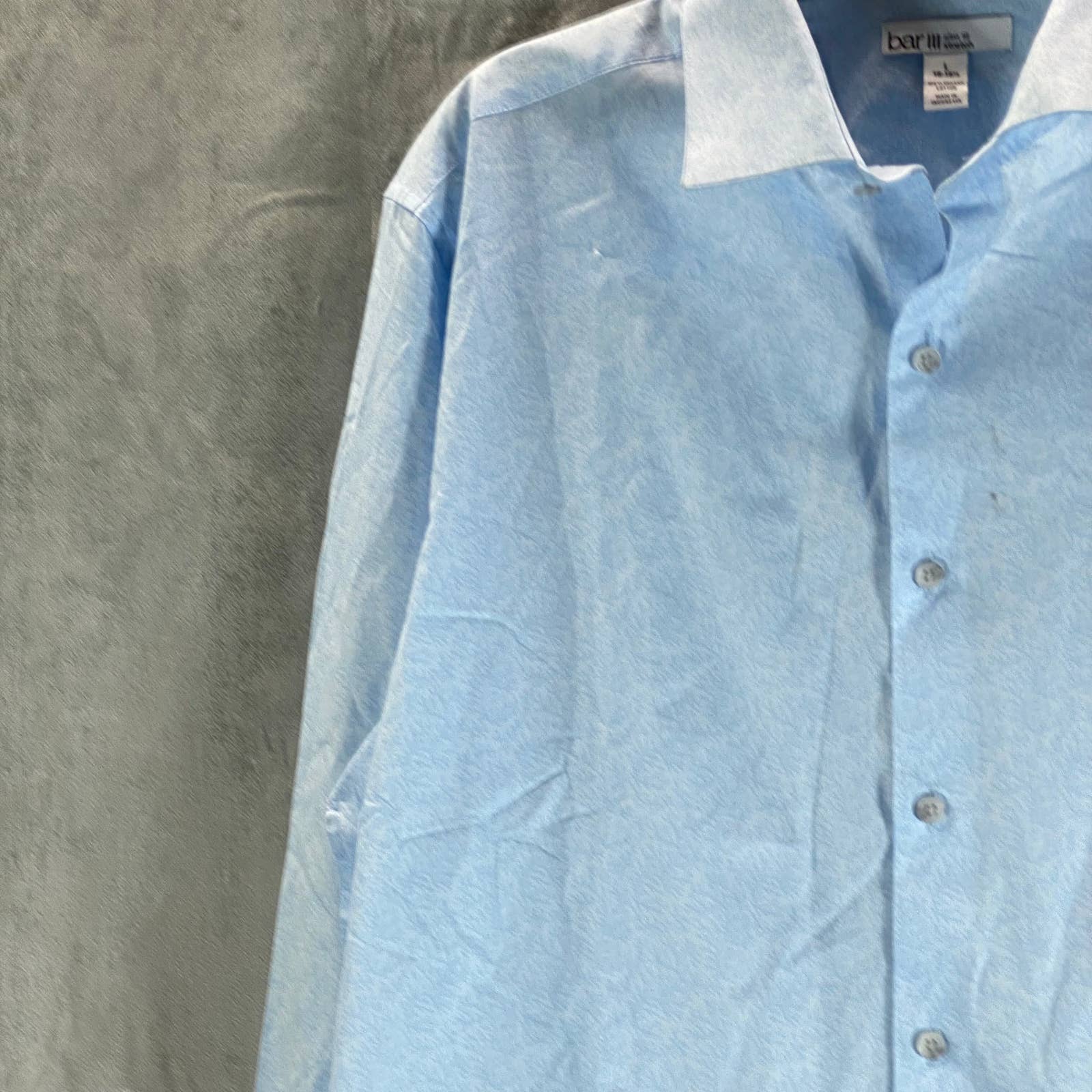 BAR III Men's Light Blue Slim-Fit Stretch Vintage Coral Dress Shirt SZL(16-16.5)