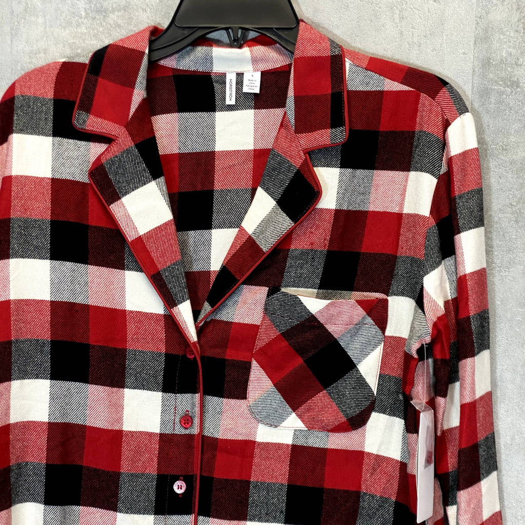 NORDSTROM Women's Red Chili August Check 2-Piece Button-Front Pull-on Pajama Set SZ S