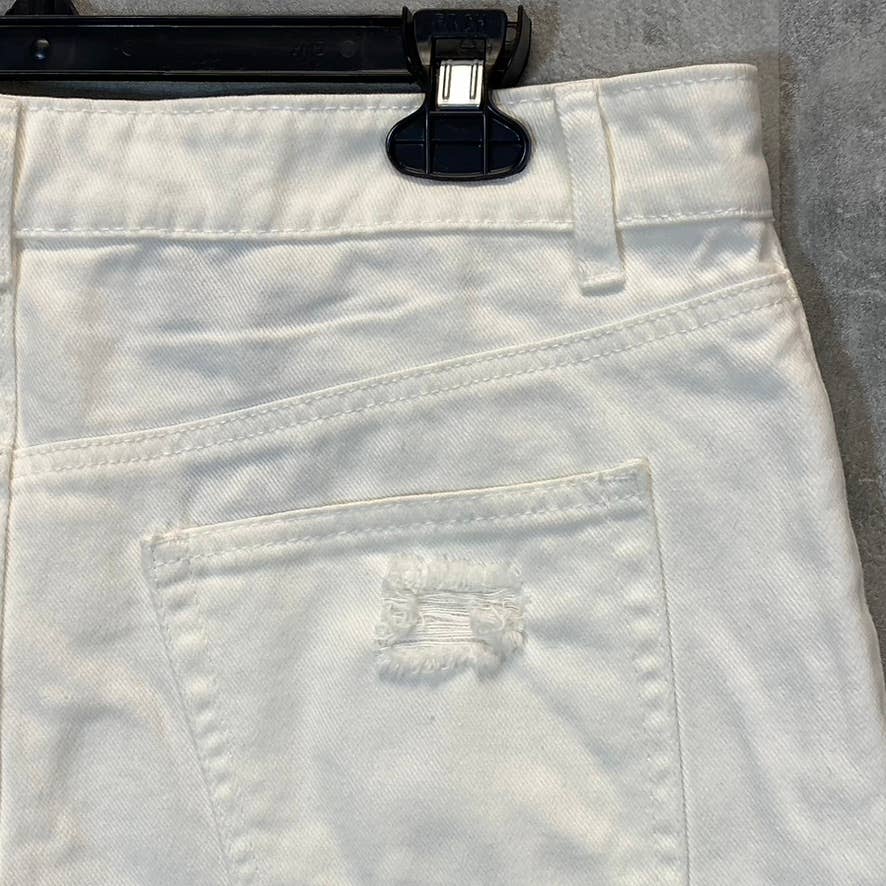 AFRM Women's White Luisa Distressed High-Rise Ankle Crop Skinny Denim Jeans SZ28