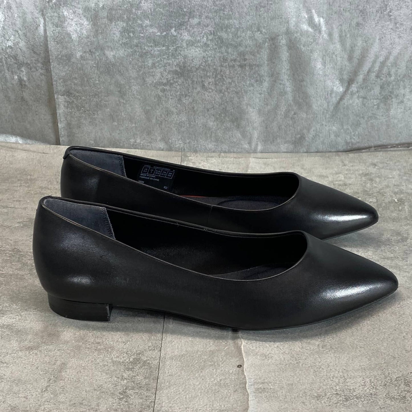 ROCKPORT Women's Black Leather Adelyn Total Motion Pointed-Toe Ballet Flat SZ5.5