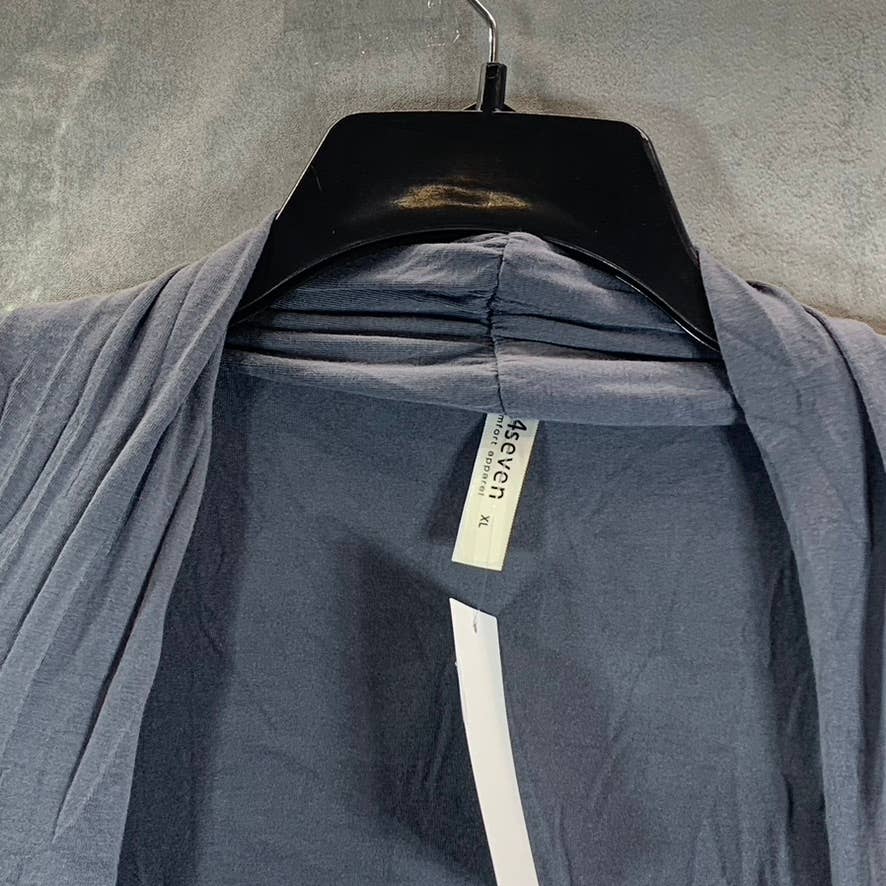 24SEVEN COMFORT APPAREL Women's Grey Long-Sleeve Open-Front Extra Long Cardigan