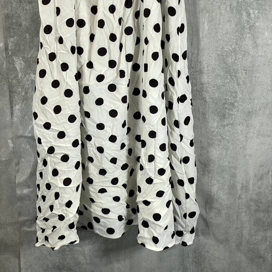 LINE AND DOT Women's White/Black Dot Sunday Polka Dot Midi Dress SZ S