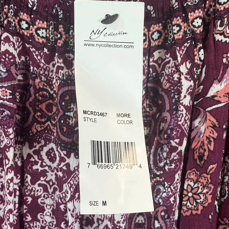 NY COLLECTION Women's Moroccan Red Printed Off-The-Shoulder Crepon Dress SZ M