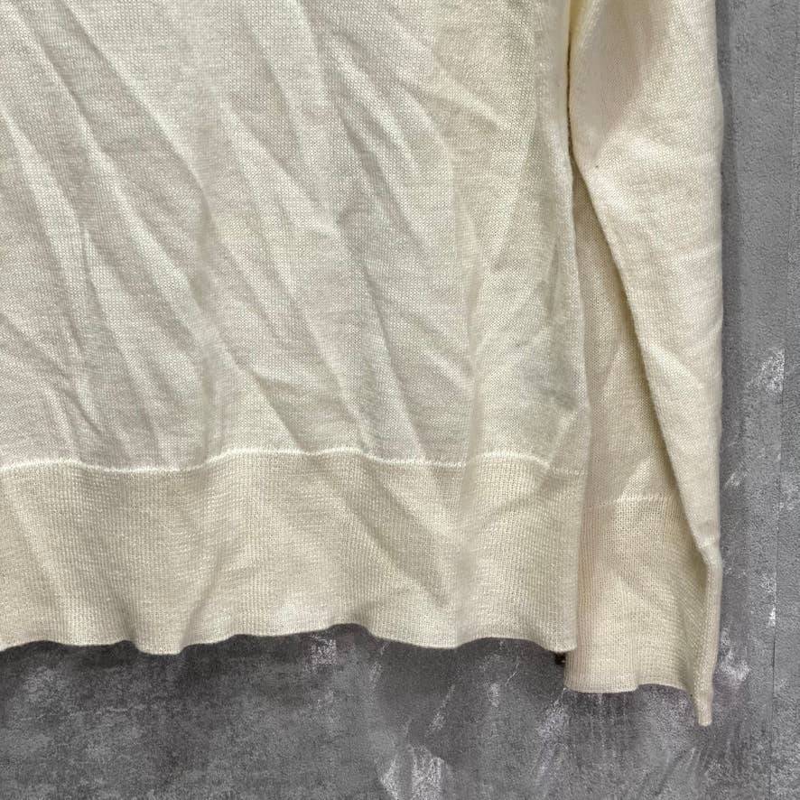 CHARTER CLUB Cloud Merino Wool Button-Cuff V-Neck Pullover Sweater SZ L