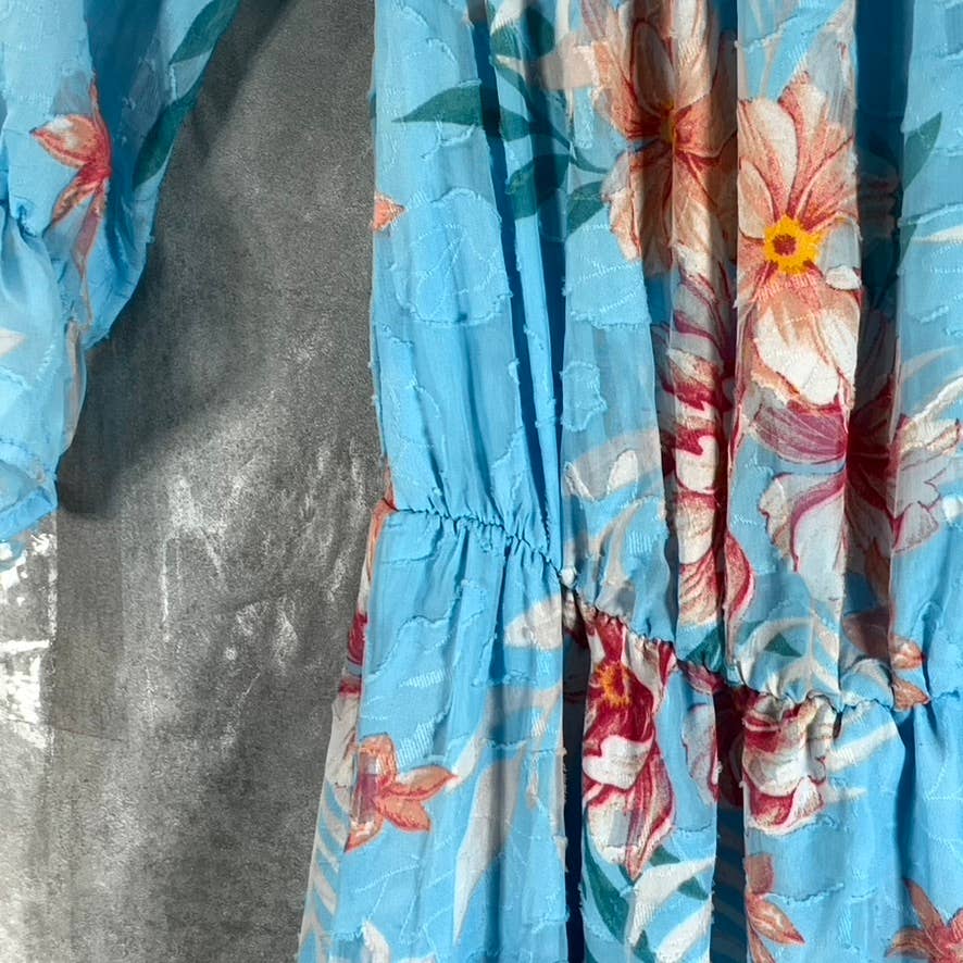 WILLOW DRIVE Women's Sky Blue Combo Off-The-Shoulder Floral-Print Maxi Dress