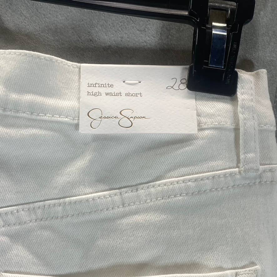 JESSICA SIMPSON Women's White Infinite Denim High-Rise Shorts SZ 28