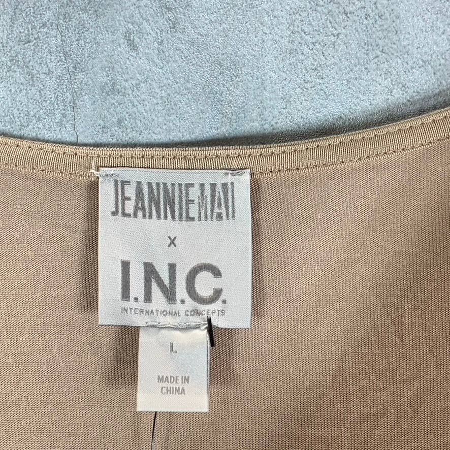 JEANNIE MAI X INC Women's Champagne Nude Cowl-Neck Long-Sleeve Bodysuit SZ L