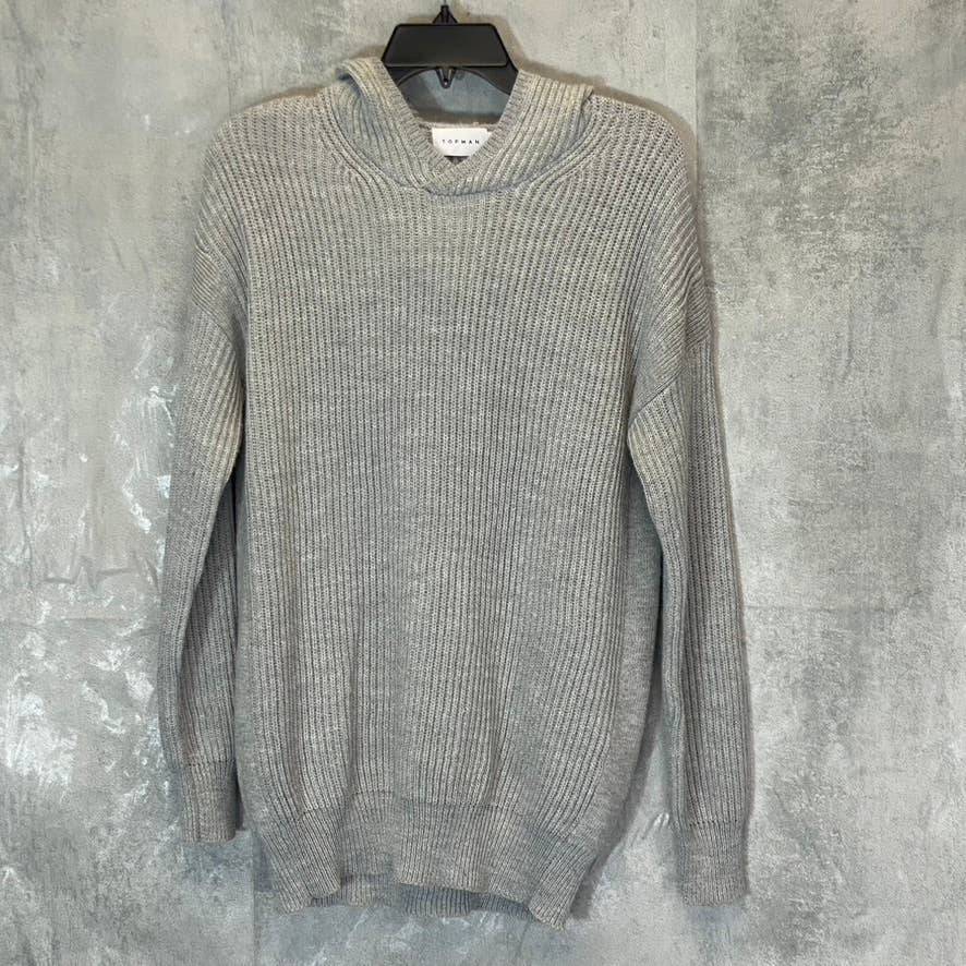 TOPMAN Men's Gray Ribbed Hooded Pullover Sweater SZ XS
