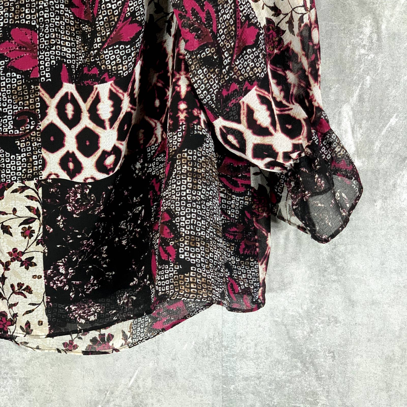 INC INTERNATIONAL Women's Nomad Mix Patchwork Print Cold-Shoulder Top SZ XL