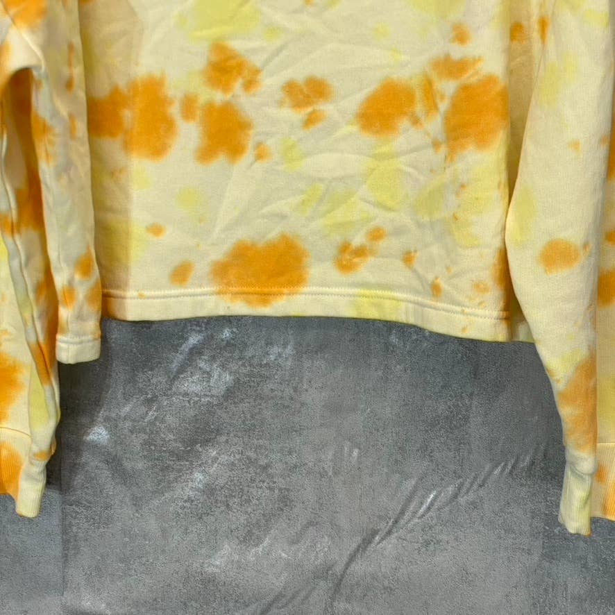 Z BY ZELLA Women's Yellow Green Finch Sunset Tie Dye Cropped Sweatshirt SZ XL