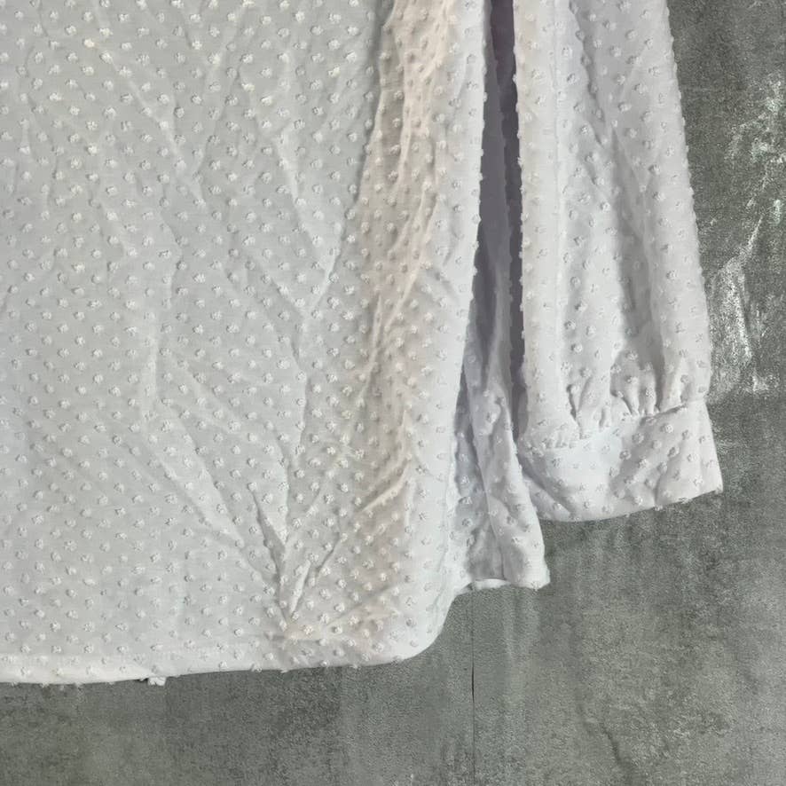 RILEY & RAE Women's Ultra White Tie-Neck 3/4 Sleeve Toni Top SZ M