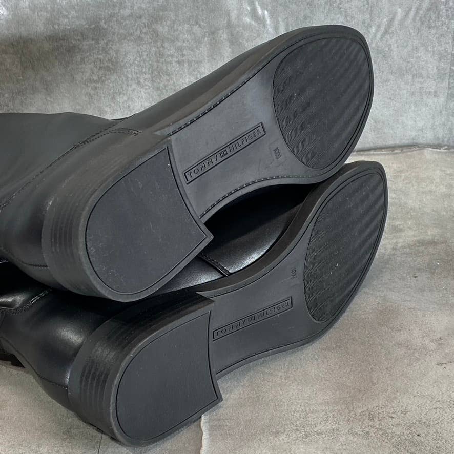 TOMMY HILFIGER Women's Black Inezy Almond-Toe Block-Heel Tall Riding Boots SZ 10