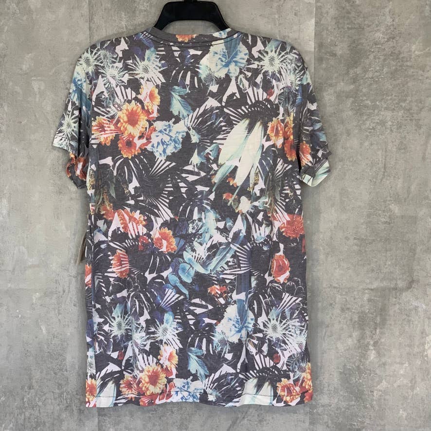 SOL ANGELES Men's Grey Tropical-Print Crewneck Short Sleeve T-Shirt SZ M