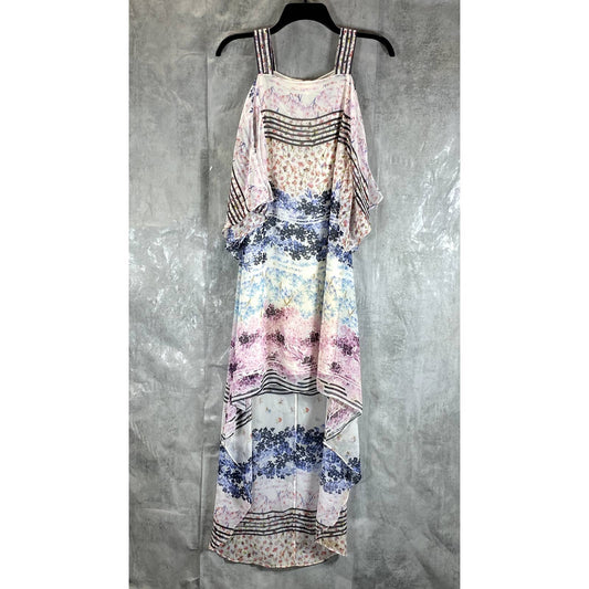 BCBGMAXAZRIA Women's Multi Floral Print Sleeveless Aaric Hi-Low Dress SZ 2XS