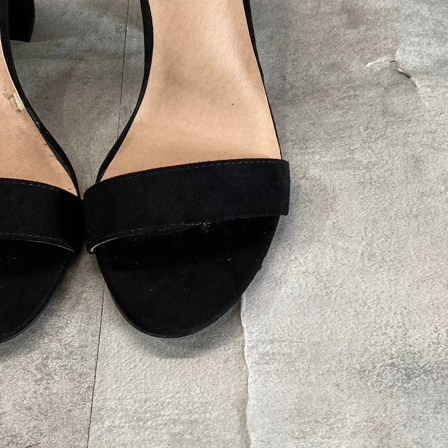 MADDEN GIRL Women's Black Fabric Bella Two-Piece Block-Heel Sandals SZ 7