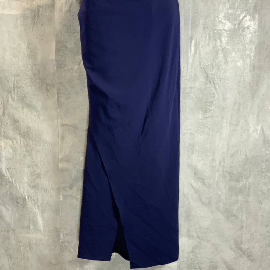 BETSY & ADAM Women's Navy Midi Crepe Pull-Through Back Wrap Dress SZ 10