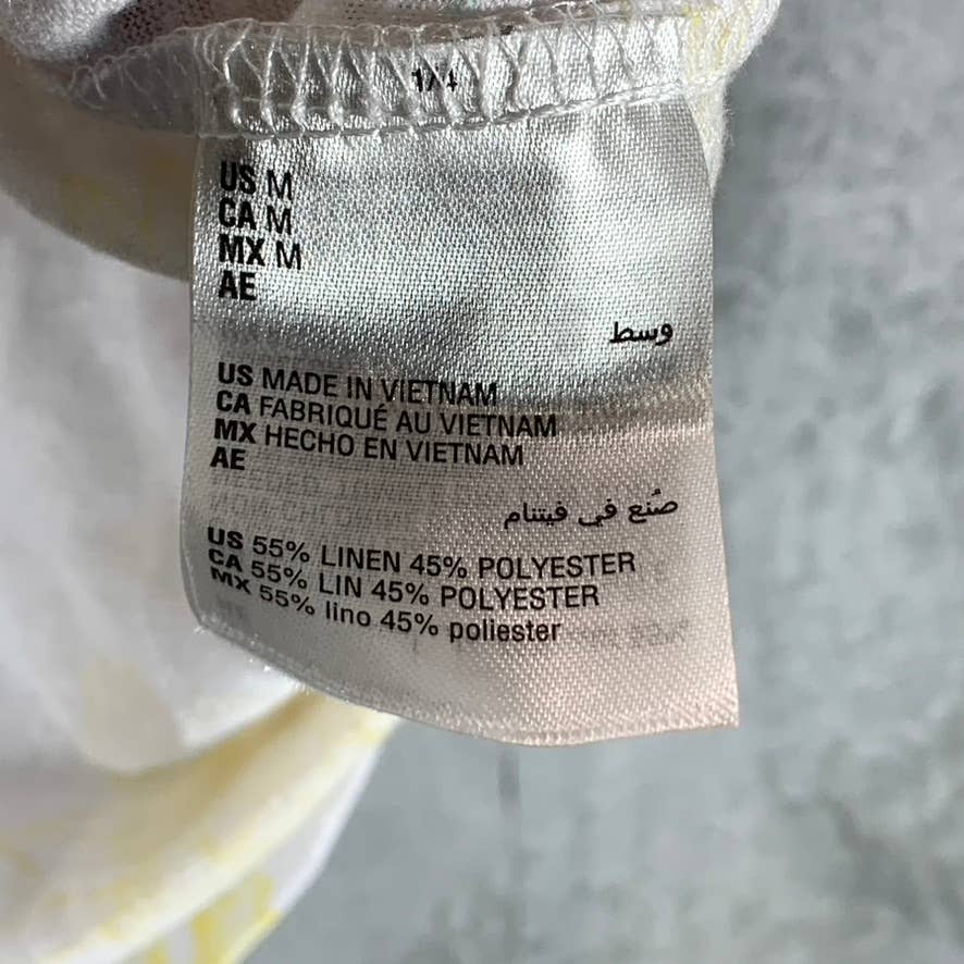 STYLE & CO Women's Yellow Combo Spring Escape Floral-Print Henley Top SZ M