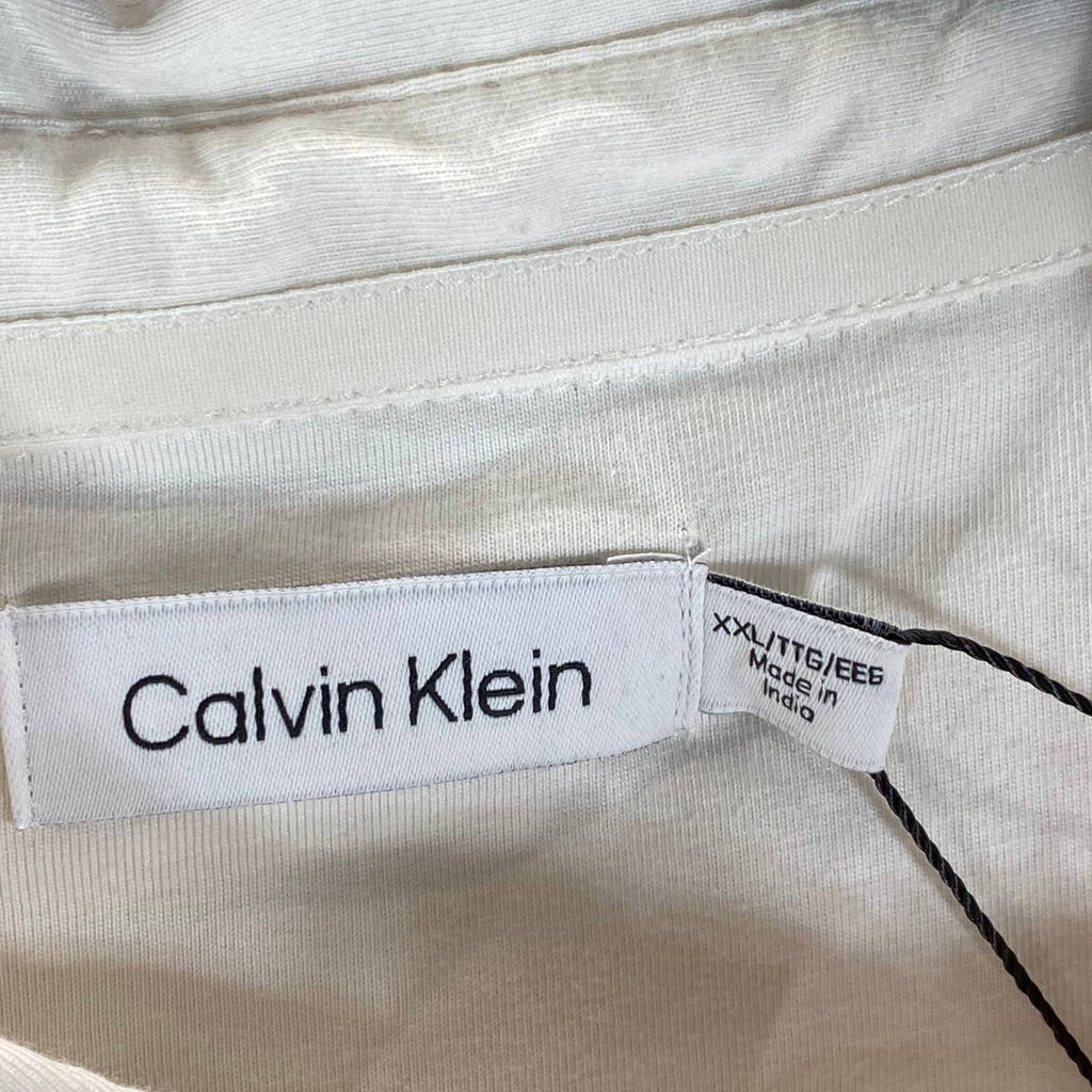 CALVIN KLEIN Men's Unbleached Smooth Cotton Colorblock Polo Shirt SZ 2XL